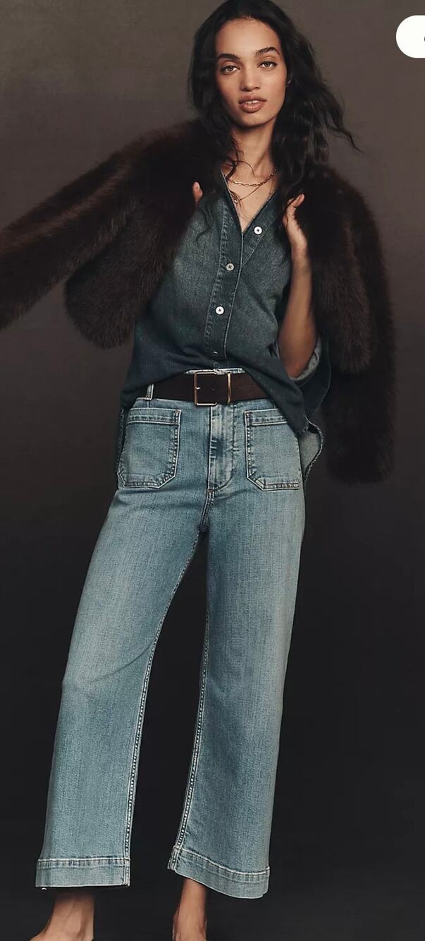 Maeve Colette High-Rise Wide-Leg Cropped Jeans